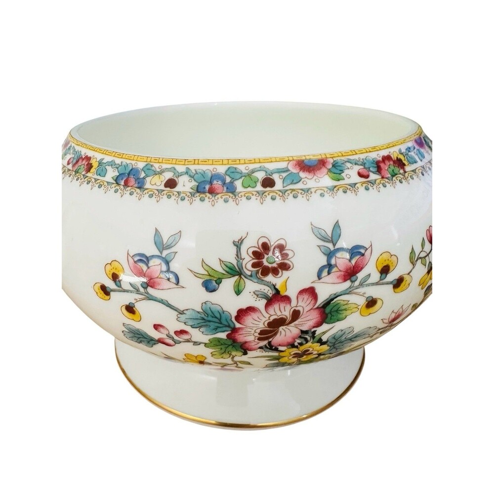 Coalport China Ming Rose Rose Bowl Wire Frog For Flowers 6"W x 4"H Vintage Rare - Picture 6 of 12